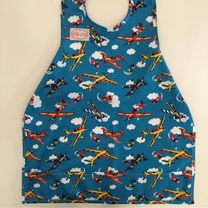 BIB-ON Infant Toddler Bib Apron Machine Washable Blue Airplane Theme